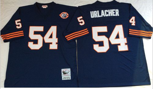 Mitchell&Ness Bears #54 Brian Urlacher Blue Big No. Throwback Stitched NFL Jersey - Click Image to Close